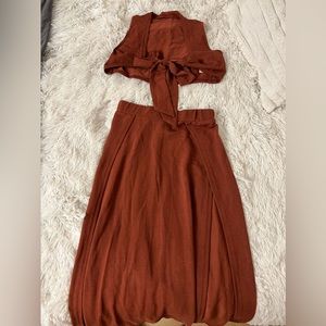 Brown two piece set.